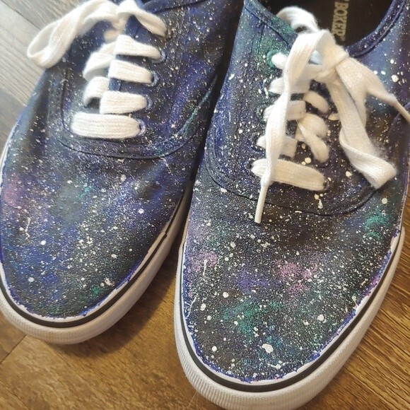 Joe Boxer Handpainted Galaxy Sneakers Size 9 - Picture 2 of 6